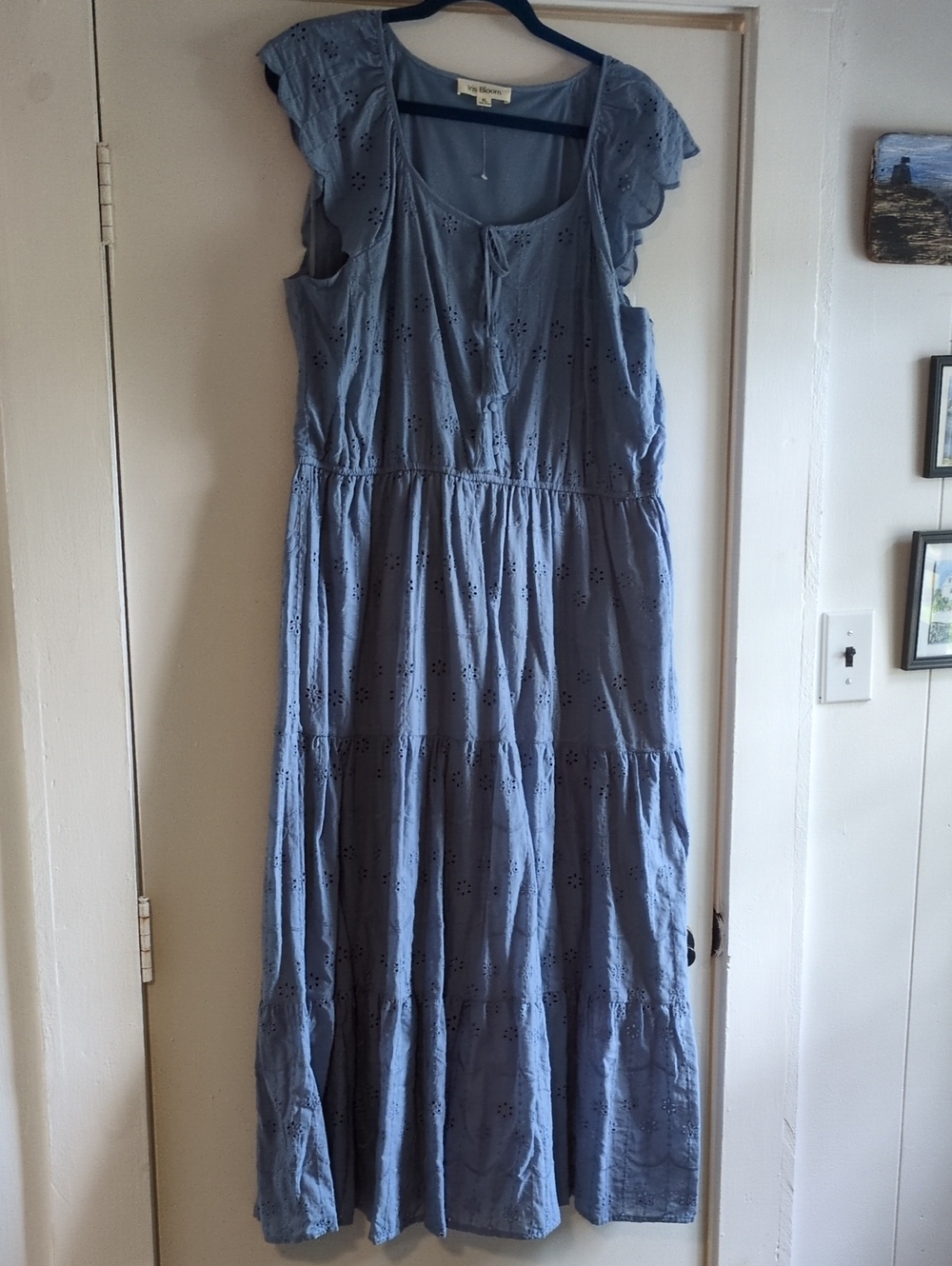 Light Blue Eyelet Maxi Dress - Women